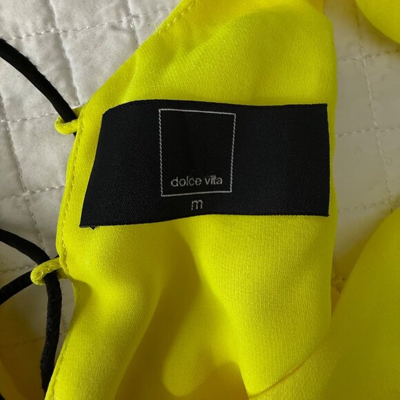 Dolce Vita Yellow Sleeveless Dress Size M Polyester Lace-Up Back - Picture 4 of 9